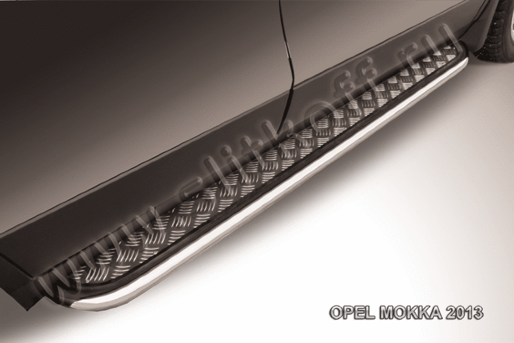 Защита порогов d42 с листом усиленная Opel Mokka (2012-2016)