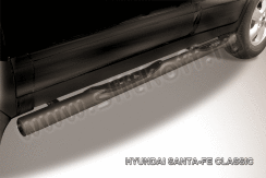 Защита порогов d76 с проступями черная Hyundai Santa-Fe Classic Таганрог (2000-2012)