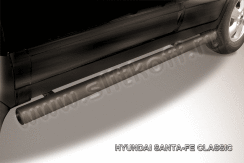 Защита порогов d76 труба черная Hyundai Santa-Fe Classic Таганрог (2000-2012)