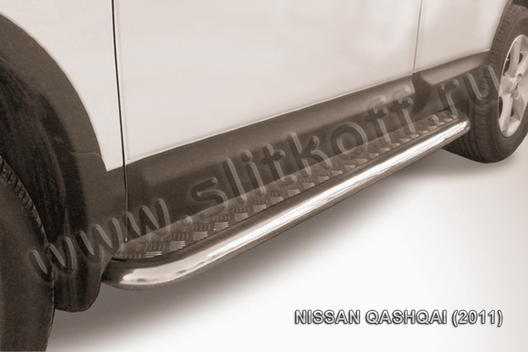 Защита порогов d57 с листом Nissan Qashqai (2010-2013)