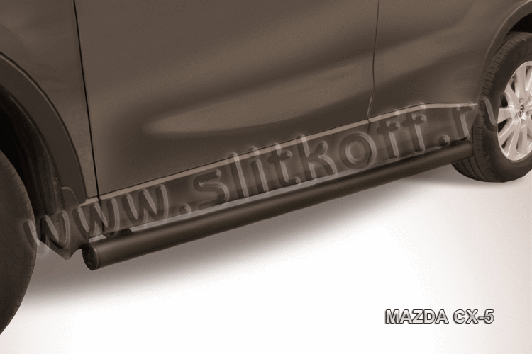 Защита порогов d76 труба черная Mazda CX-5 (2011-2017)