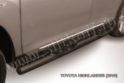 Защита порогов d76 с проступями черная Toyota Highlander (2010)