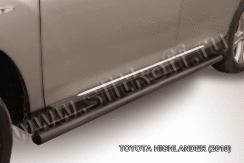 Защита порогов d57 труба черная Toyota Highlander (2010-2013)
