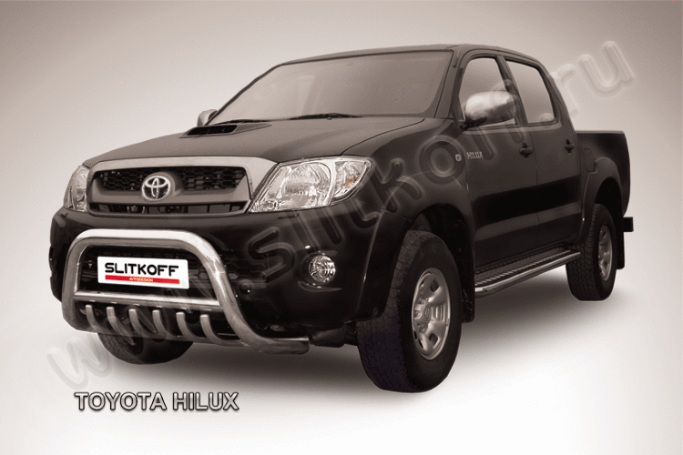 Кенгурятник d76 низкий с защитой картера Toyota Hilux (2004-2011)