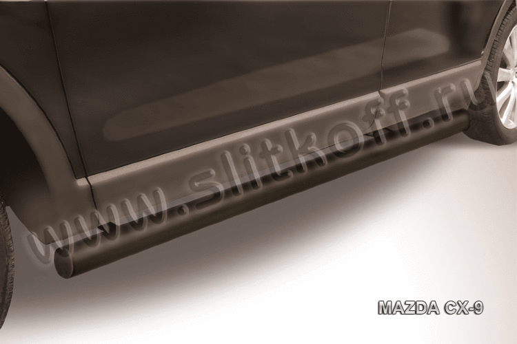 Защита порогов d76 труба черная Mazda CX-9 (2006-2012)