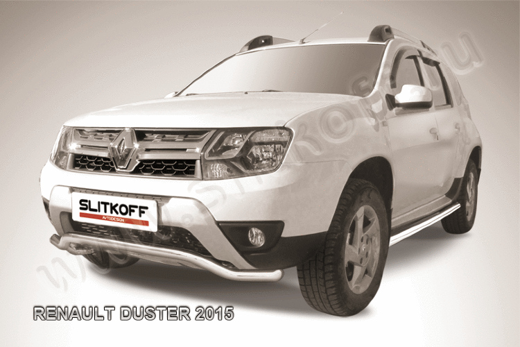 Защита переднего d57 бампера волна Renault Duster (2015-2021)