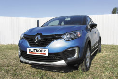 Защита переднего бампера d42 черная Renault Kaptur 2WD (2012-2019)