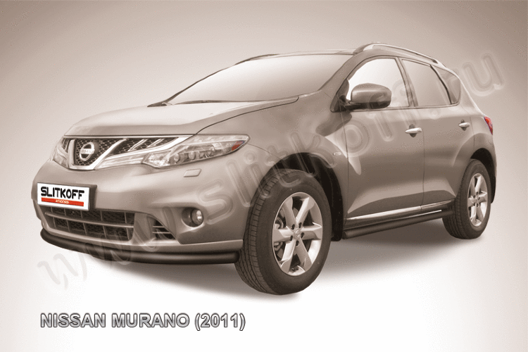 Защита переднего бампера d57 черная Nissan Murano (2010-2015)
