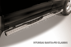 Защита порогов d76 с проступями Hyundai Santa-Fe Classic Таганрог (2000-2012)