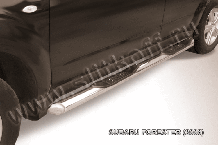 Защита порогов d76 с проступями Subaru Forester (2007-2013)