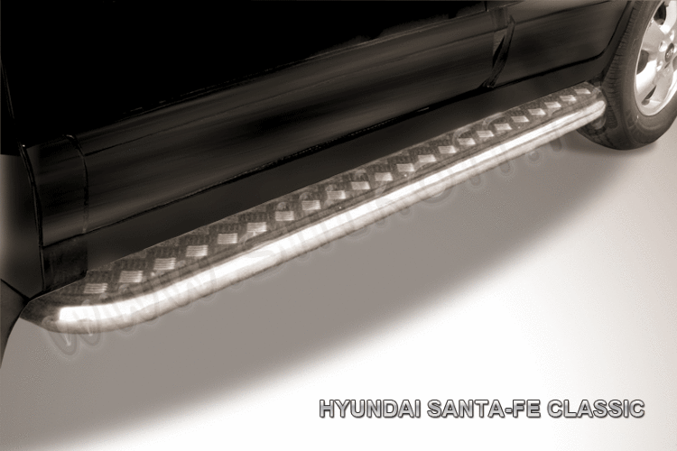 Защита порогов d42 с листом Hyundai Santa-Fe Classic (2000-2012)