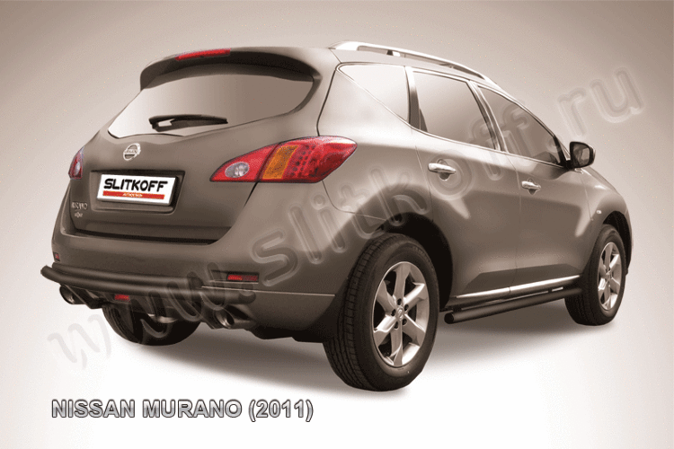 Защита заднего бампера d57 черная Nissan Murano (2010-2015)