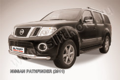 Защита переднего бампера d76+d57 двойная Nissan Pathfinder (2010-2014)