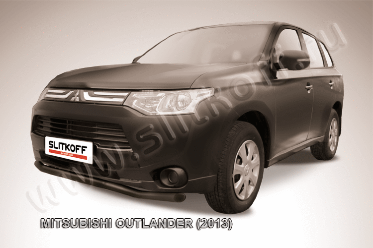 Защита переднего бампера d57 волна черная Mitsubishi Outlander (2012-2015)
