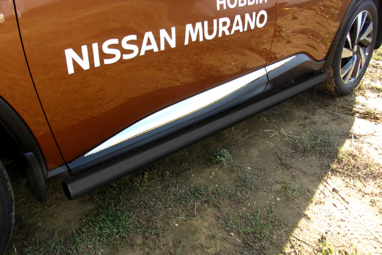 Защита порогов d76 труба черная Nissan Murano (2014-2022)