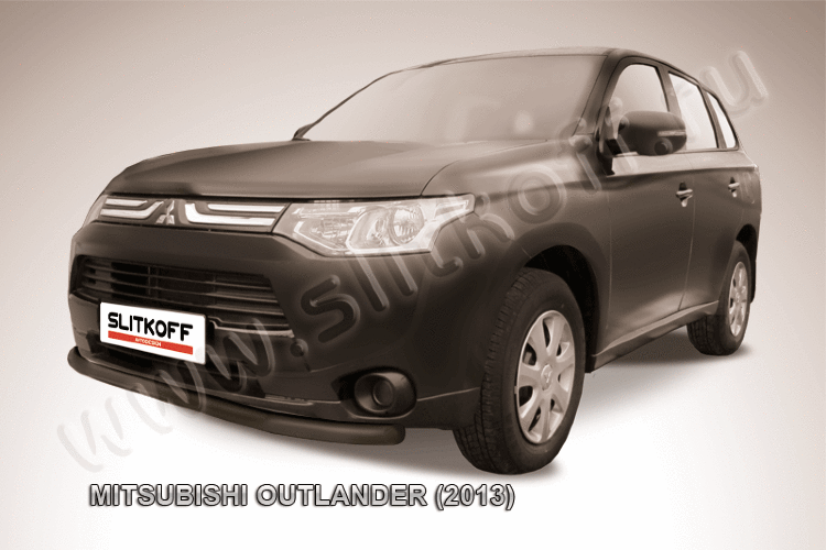 Защита переднего бампера d57 черная Mitsubishi Outlander (2012-2015)