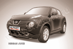 Защита переднего бампера d76 короткая черная Nissan Juke (2010-2014)