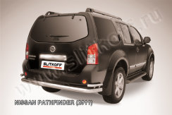Защита заднего бампера d76+d42 двойная Nissan Pathfinder (2010-2014)
