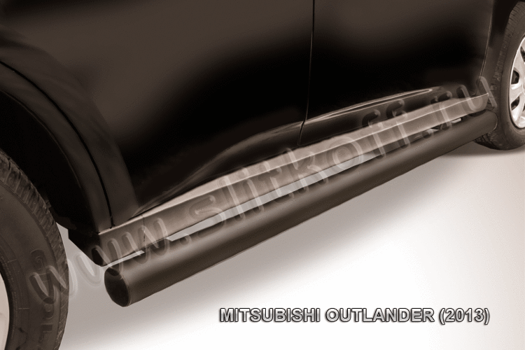 Защита порогов d76 труба черная Mitsubishi Outlander (2012-2015)
