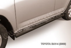 Защита порогов d76 с проступями черная Toyota Rav-4 (2009-2010)