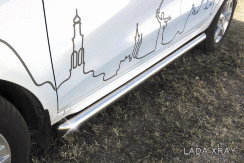 Защита штатных порогов d57 труба Lada Xray (2015-2022)